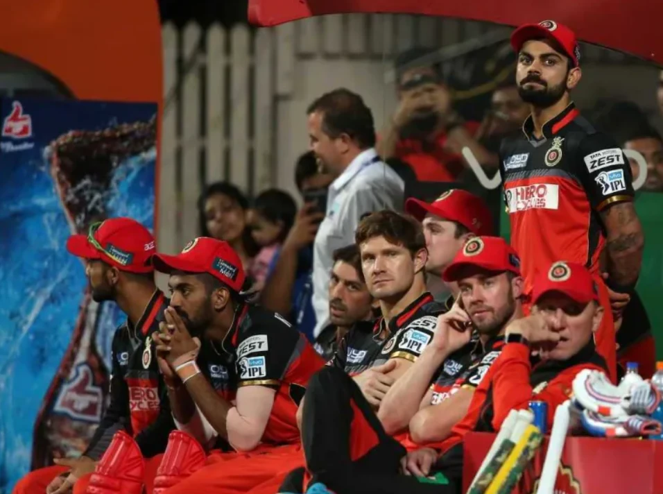 Royal Challengers Bengaluru dugout after losing the IPL 2016 Finals.