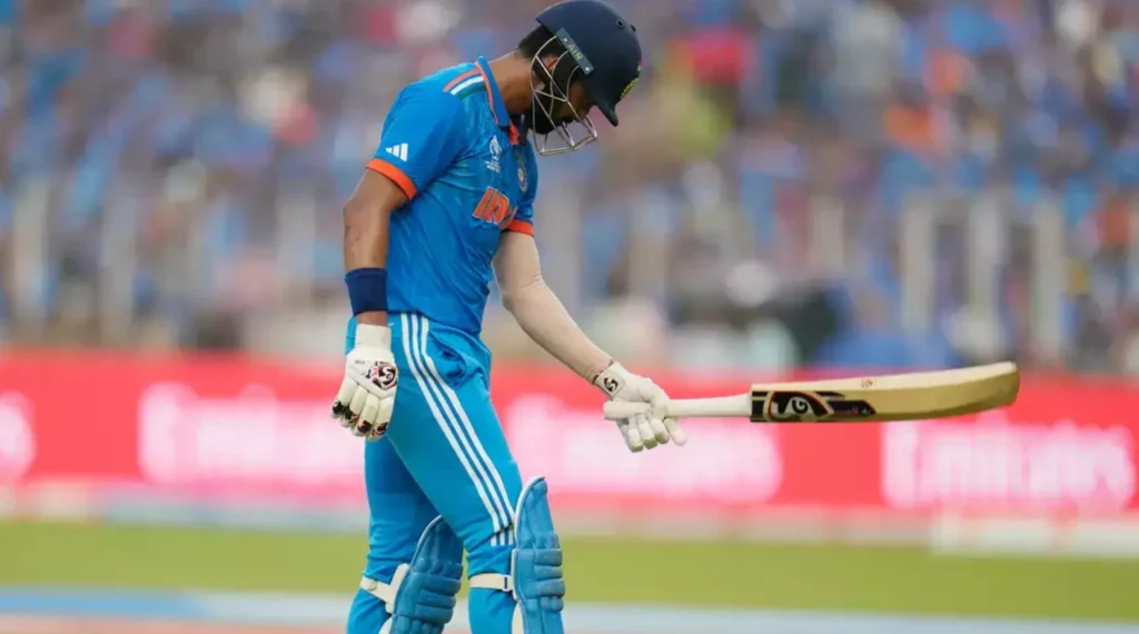 KL Rahul was dismissed for 66 runs off 107 balls in the 2023 ODI World Cup Finals.