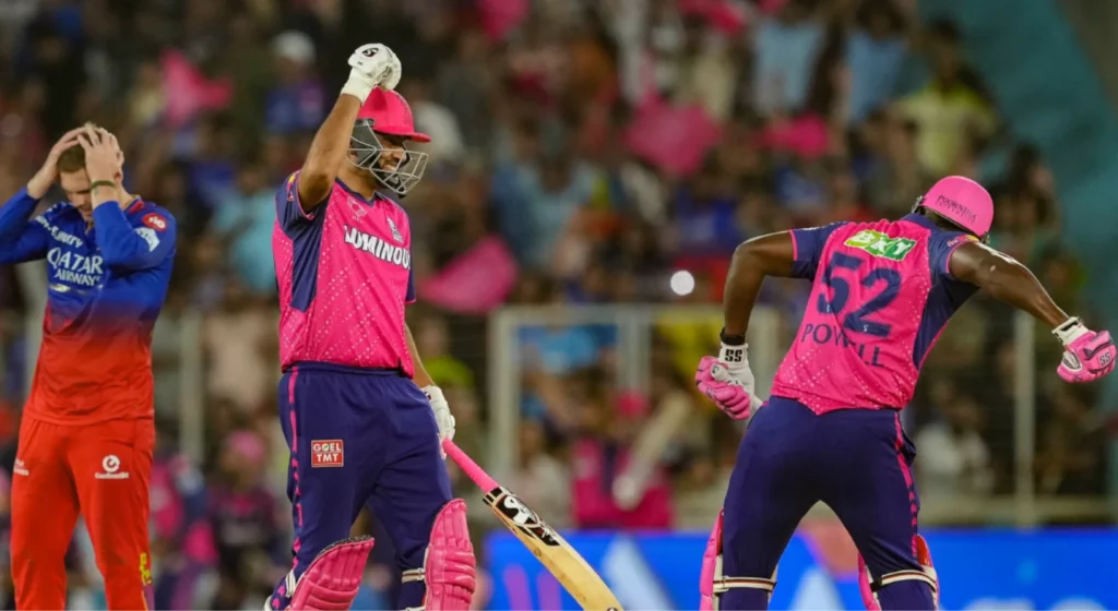 Winning moment for Rajasthan Royals against the Royal Challengers Bengaluru.