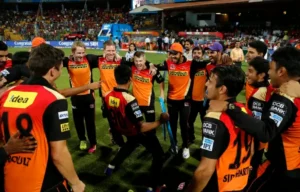 Sunrisers Hyderabad celebrates after winning the IPL 2016 Finals.