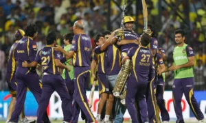 Kolkata Knight Riders celebrate after winning the IPL 2012 Finals against CSK.