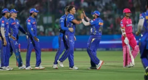 Mumbai Indians claimed a massive 100-run victory powered by fifties from Rickelton and Sharma.