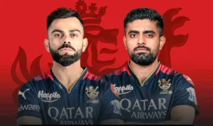 Virat Kohli and Babar Azam in RCB jersey.
