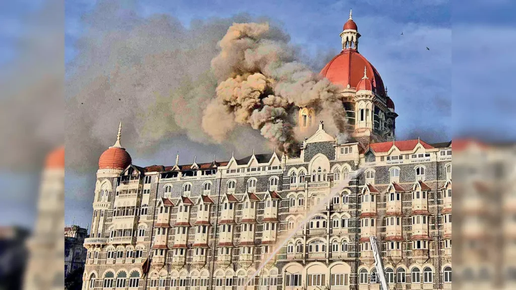 Terror attacks at the Taj Hotel in Mumbai.
