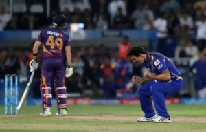 Mitchell Johnson celebrates after dismissing Steve Smith for 51 runs.