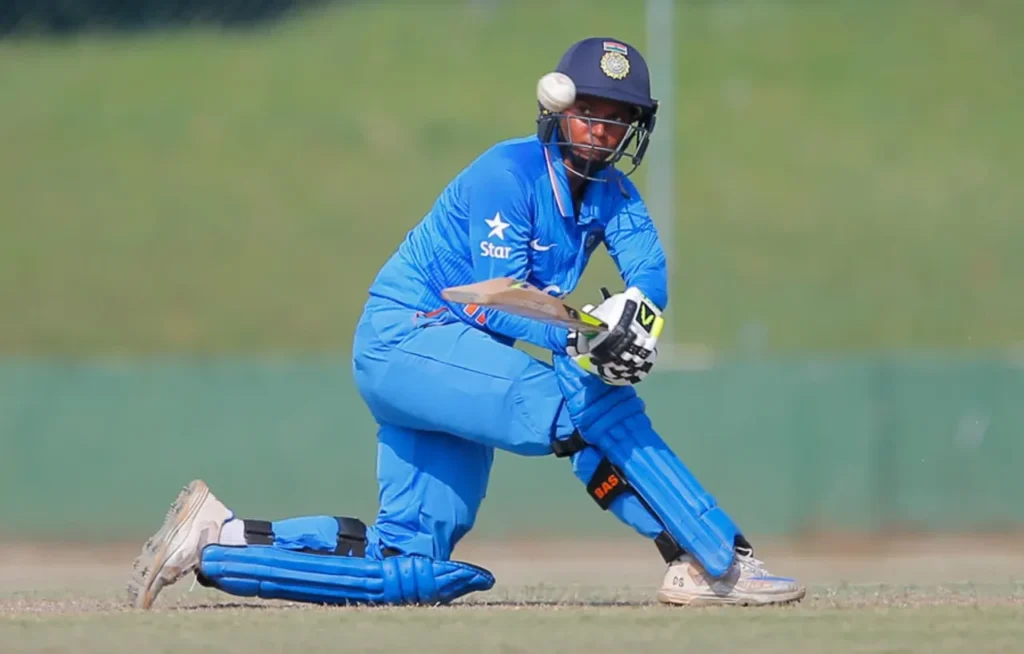 Deepti Sharma playing fine strokes against the Ireland Women.