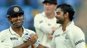 MS Dhoni and Virat Kohli in the Indian Test Cricket Team.