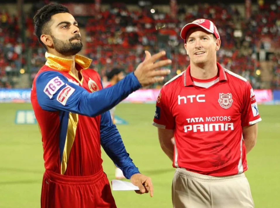 Virat Kohli and George Bailey at the toss for PBKS vs RCB Game.