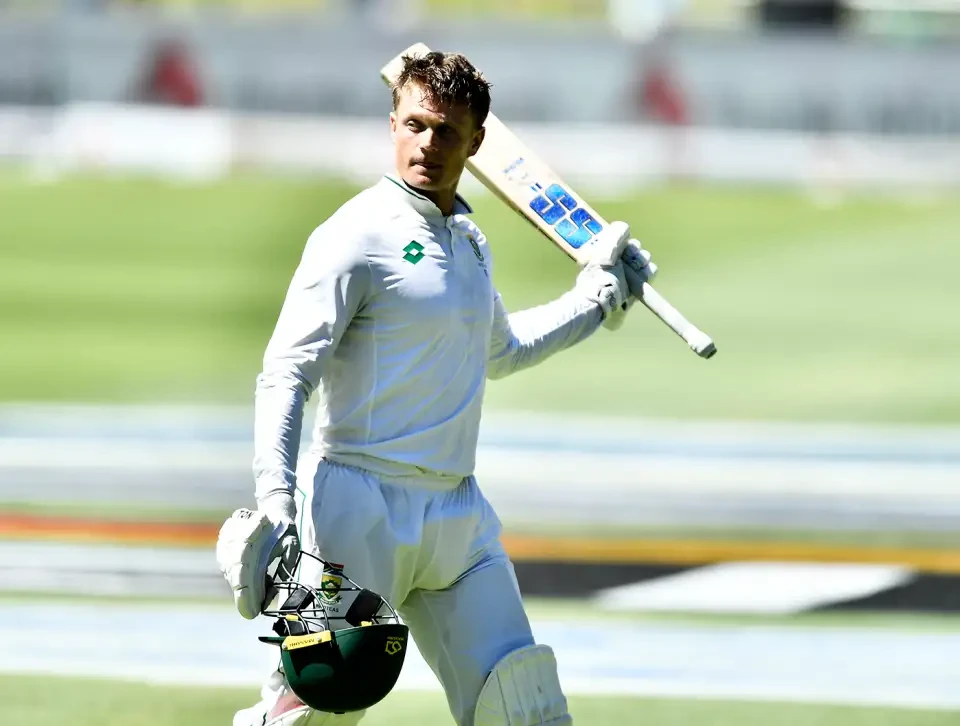 Ryan Rickelton in his innings of 259 runs walks.