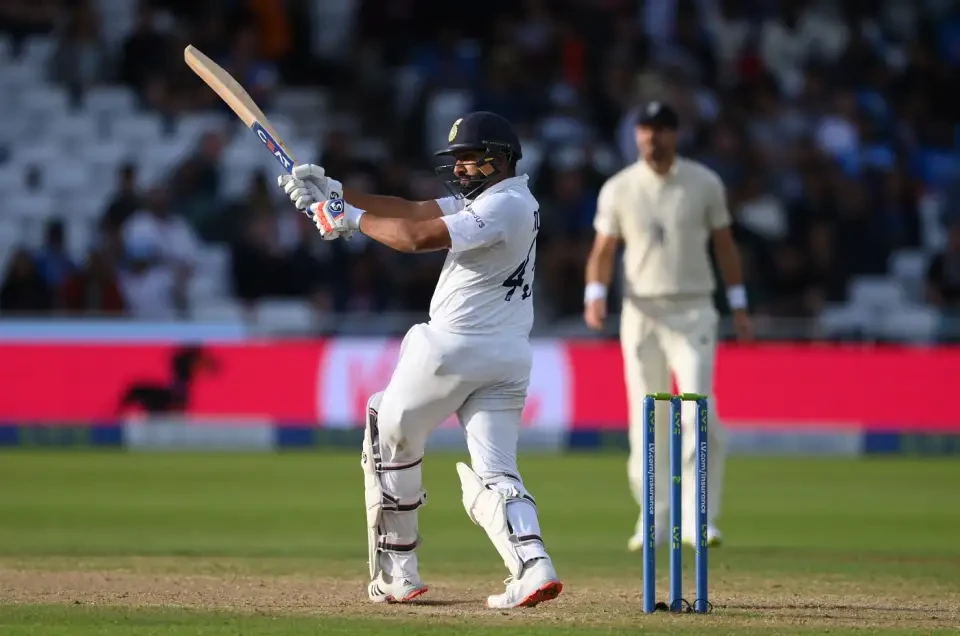 Rohit Sharma is batting during day four of the First Test Match.