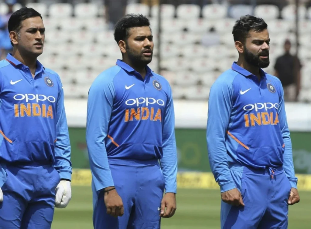 Virat Kohli, Rohit Sharma and MS Dhoni in a frame.