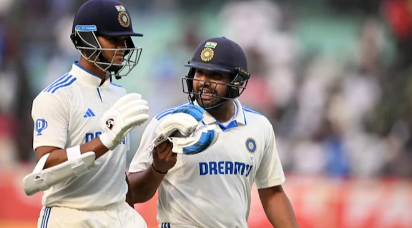 Yashasvi Jaiswal and Rohit Sharma in a Test Match.