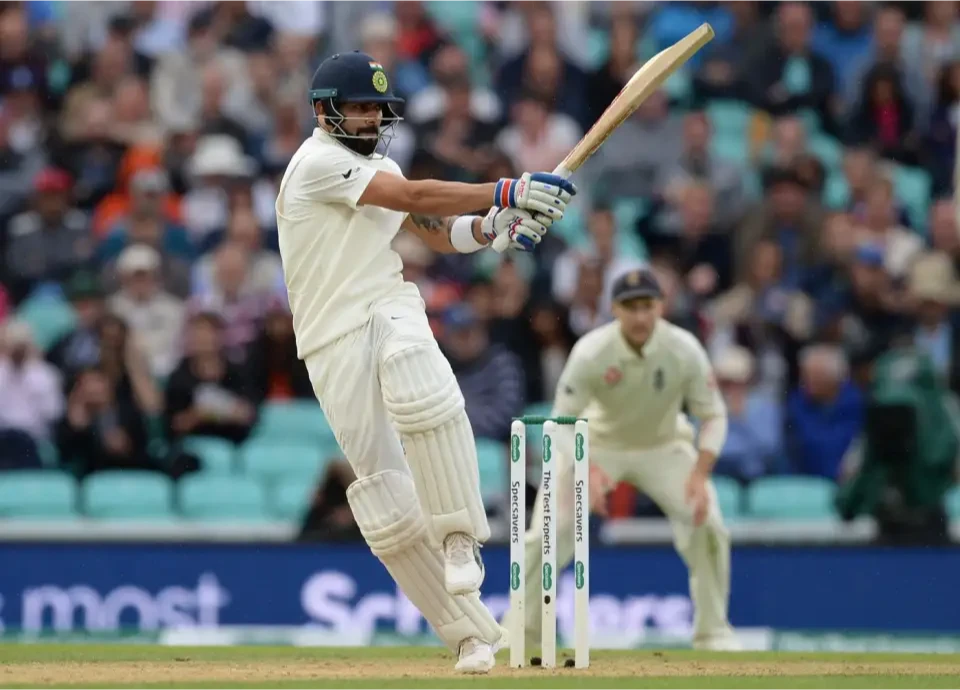 Virat Kohli plays fluently on the field.