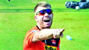 David Warner laughing on his teammates in SRH.