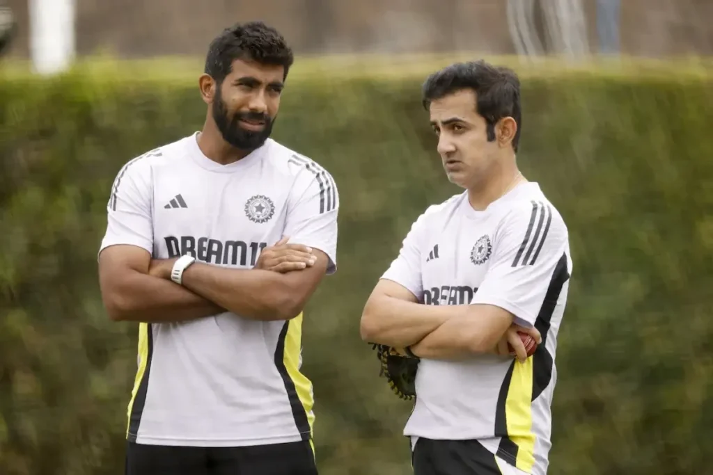 Jasprit Bumrah chats with Gautam Gambhir.