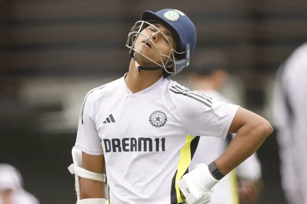 Yashasvi Jaiswal during a net session.