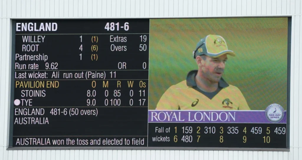 Australia conceded 481 runs in their 50 overs against England.