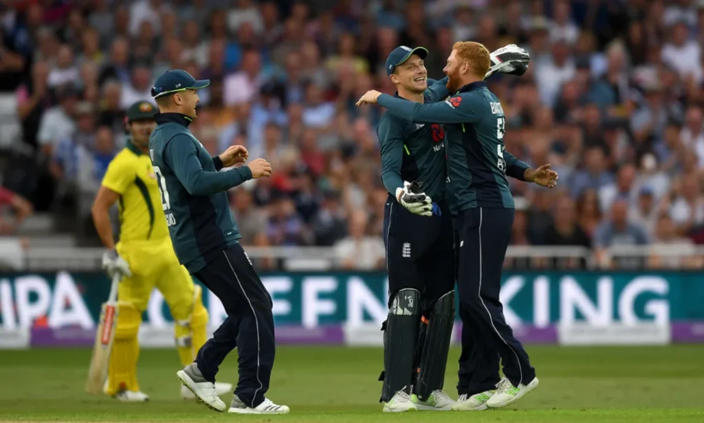 Australia lost the match by 242 runs against England.