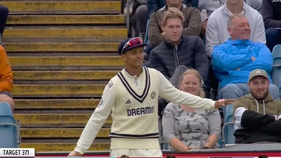 Jaiswal dancing in front of the English crowd.