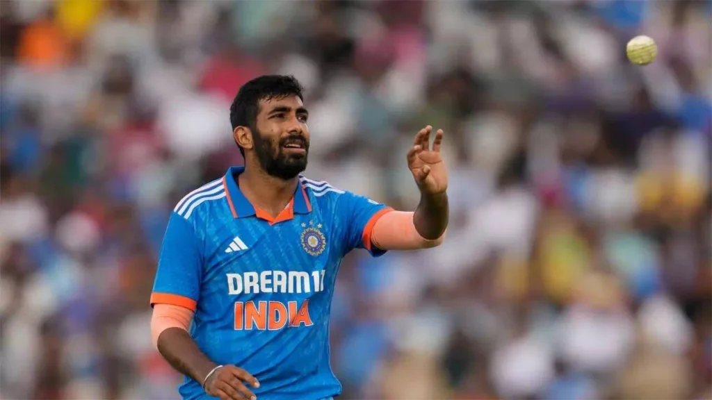 Jasprit Bumrah gets ready to bowl during the game.