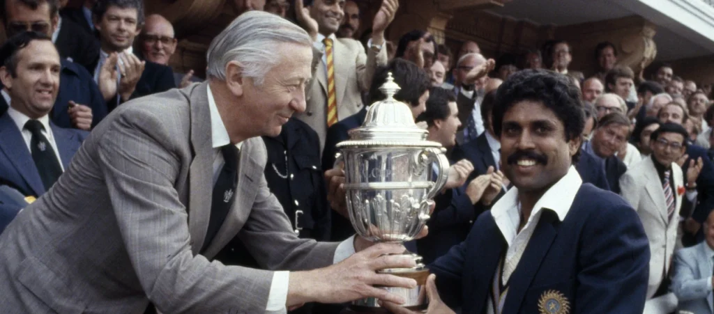 Kapil Dev with the 1983 Prudential World Cup.