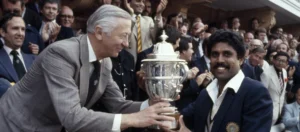 Kapil Dev with the 1983 Prudential World Cup.