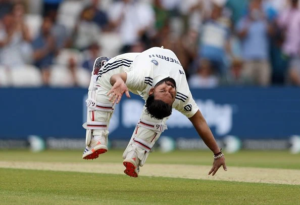 Rishabh Pant celebrates his century achievement.