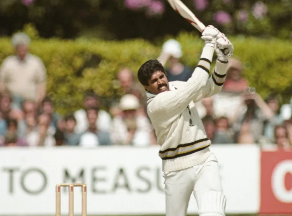 Kapil Dev during his 175 runs knock against Zimbabwe.