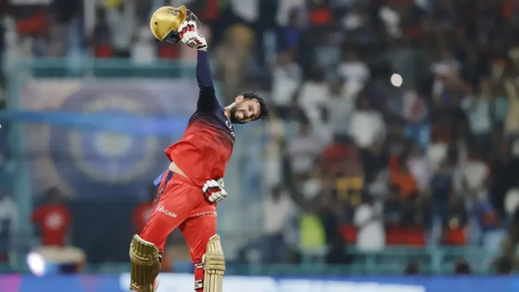 Jitesh Sharma after hitting a six to finish the game.
