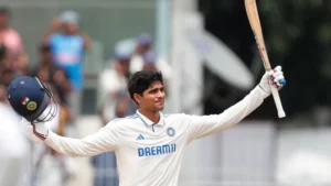 Shubman Gill after scoring a century against Bangladesh.