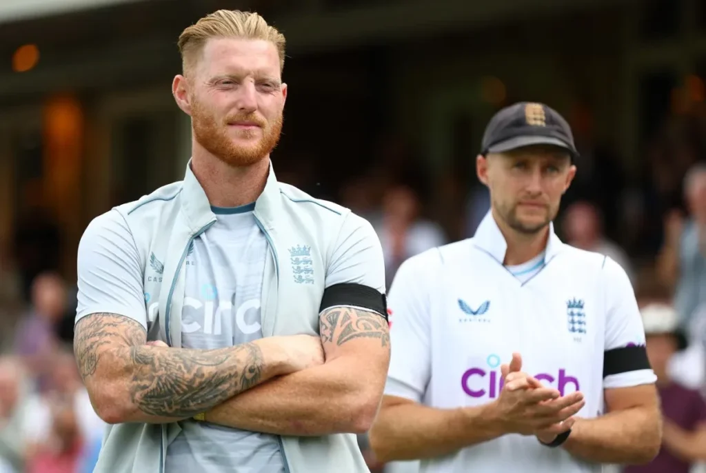 Ben Stokes and Joe Root in the post-match interview.
