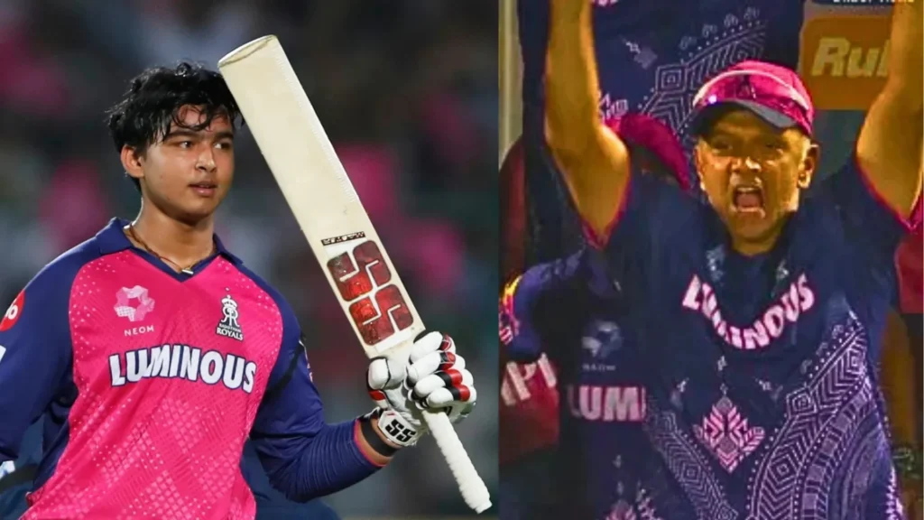 Rahul Dravid gives a standing ovation to Vaibhav Suryavanshi.