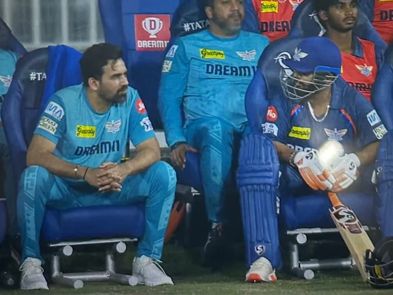 Rishabh Pant and Zaheer Khan having a serious chat.