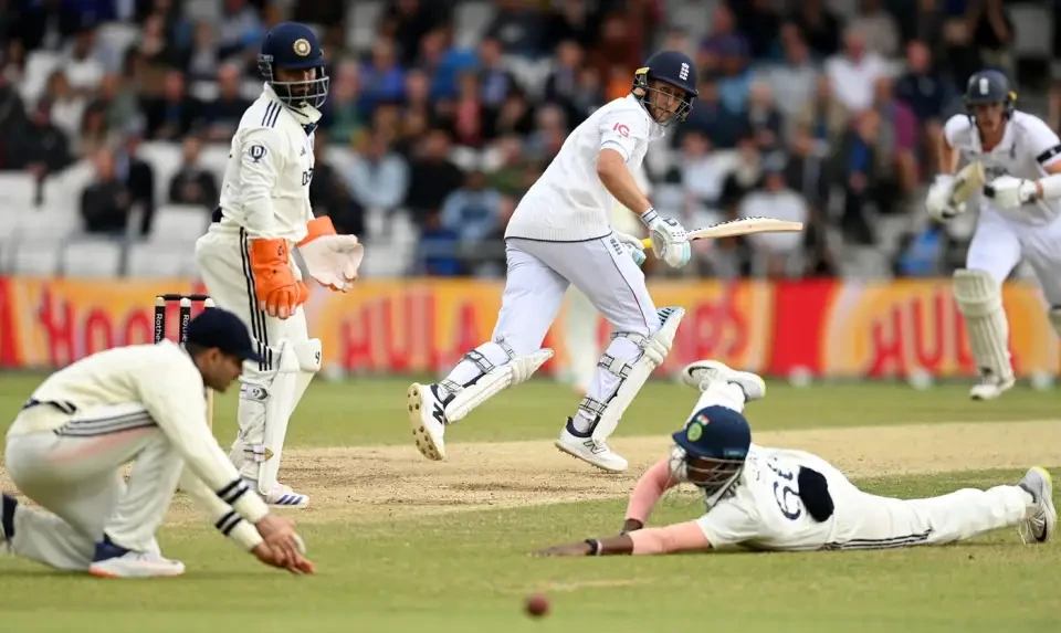 The ball between Shubman Gill and B Sai Sudharsan.