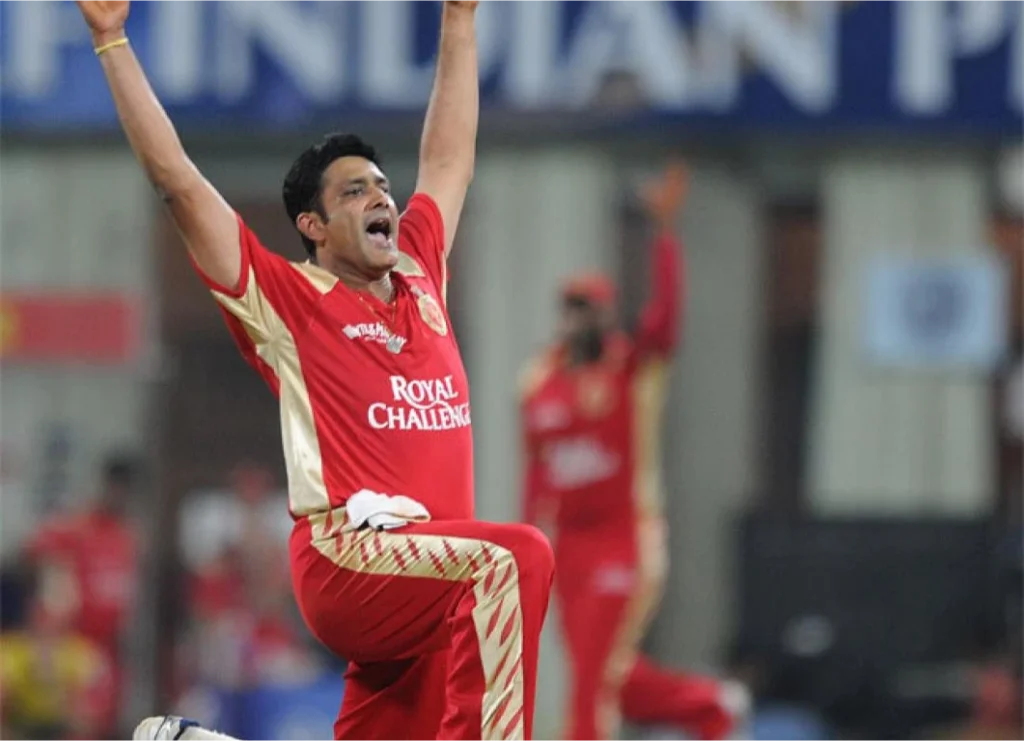 Anil Kumble’s celebration after taking a wicket.