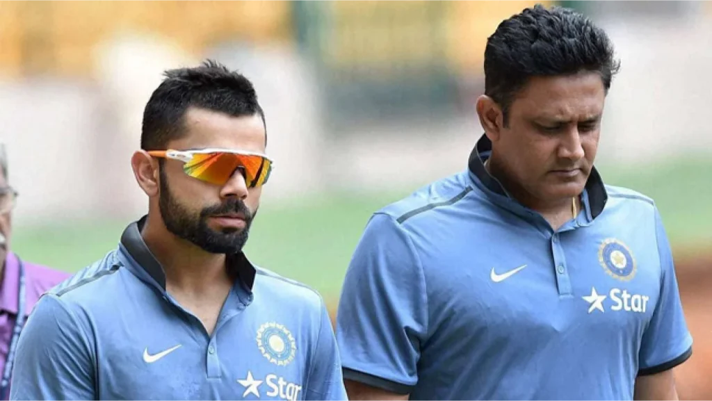 Virat Kohli and Anil Kumble in practice sessions.