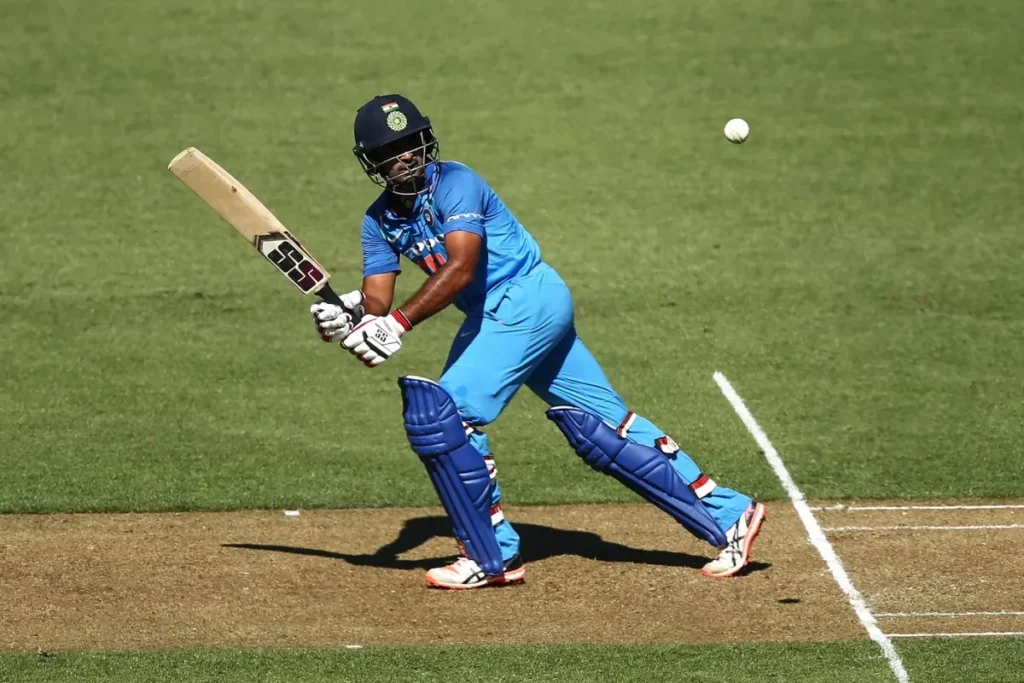 Rayudu playing for the Indian team.