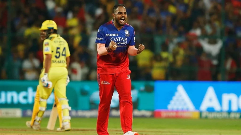 Yash Dayal after bowling the match-winning delivery.