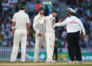 Steve Smith having an argument with the umpires.