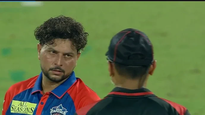 Axar Patel gives a death stare to the umpire.