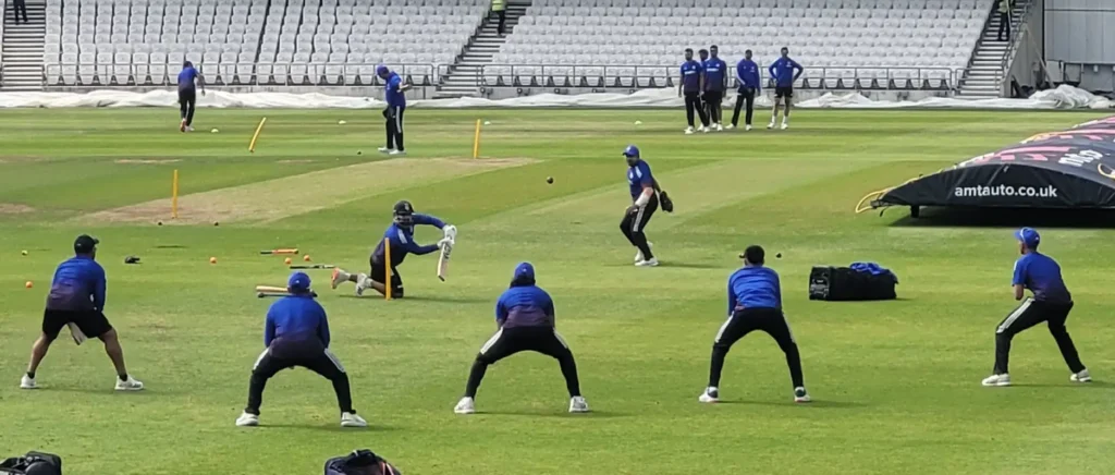India’s slip cordon practicing for the 2025 India Tour of England.