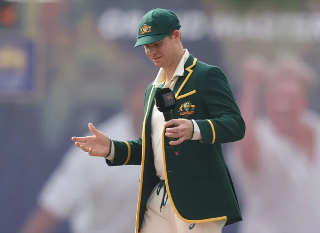 Steve Smith of Australia is seen after the coin toss during day one of the First Test match.