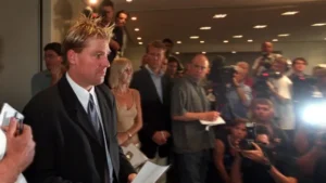 Shane Warne in the press conference.