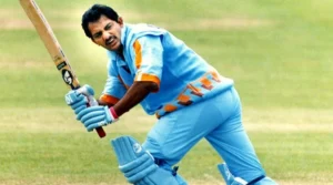 Azharuddin playing for the Indian team.