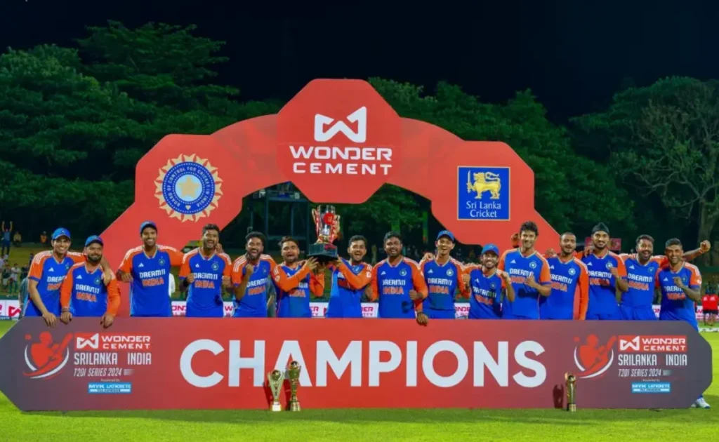 Indian Team with the Series win against Sri Lanka.
