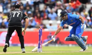 MS Dhoni was run out by Martin Guptill in the Semi-Finals.