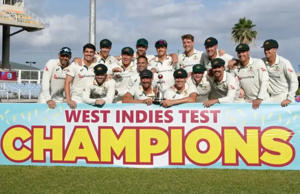 Australia defeated West Indies in the third Test at Kingston.