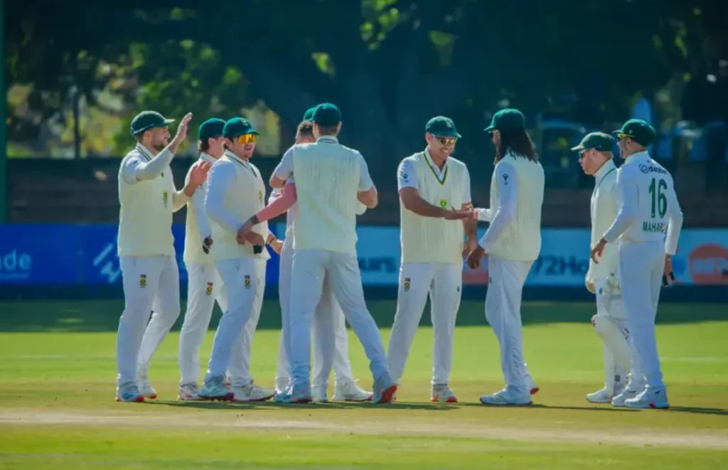 South Africa thrashed Zimbabwe in the first Test at Bulawayo.