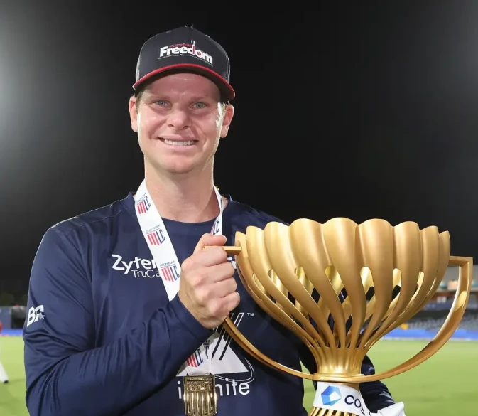 Steve Smith with the MLC 2024 Title.