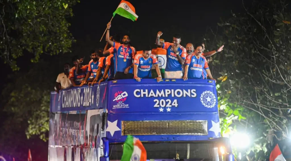 Indian Team during the T20 World Cup Parade.